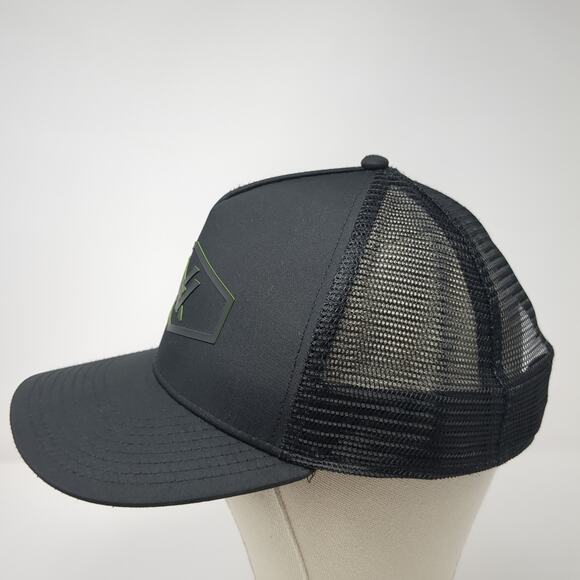 Vortex Snapback Mesh Back Trucker Hat Black One Size Solid Outdoor - Picture 3 of 9